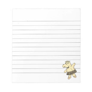 Sepia Ballerina Hippo met Tutu Lined Notitieblok