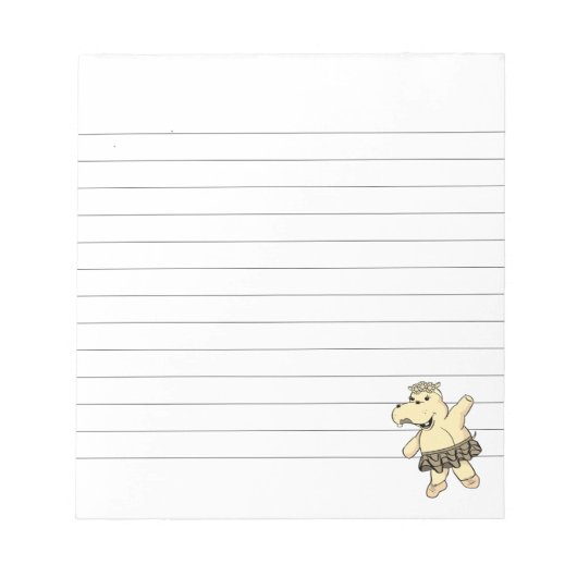 Sepia Ballerina Hippo met Tutu Lined Notitieblok (Voorkant)