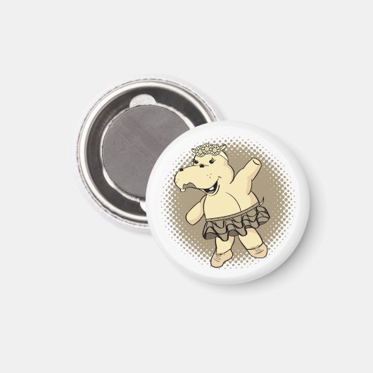 Sepia Ballerina Hippo met Tutu Magneet (Voorkant / Achterkant)