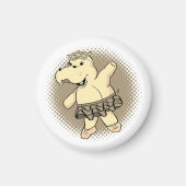 Sepia Ballerina Hippo met Tutu Magneet (Voorkant)