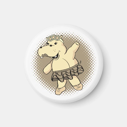 Sepia Ballerina Hippo met Tutu Magneet (Voorkant)