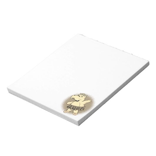 Sepia Ballerina Hippo met Tutu Notitieblok (Linkerzijde)