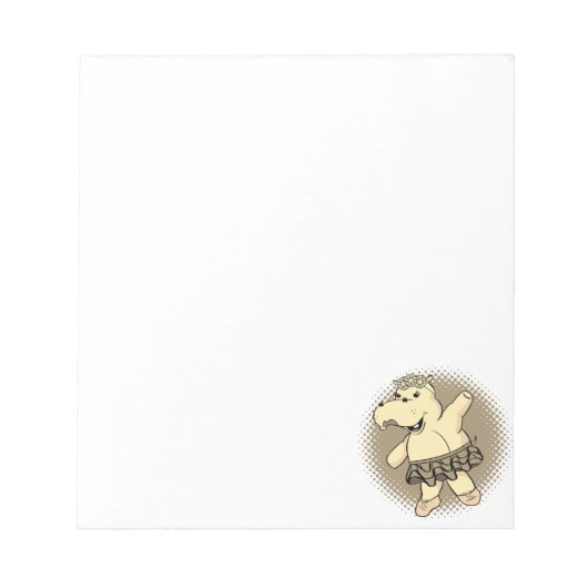 Sepia Ballerina Hippo met Tutu Notitieblok (Voorkant)