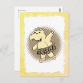 Sepia Ballerina Hippo met Tutu Old Paper Lijst Briefkaart (Voorkant / Achterkant)