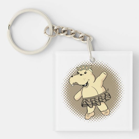 Sepia Ballerina Hippo met Tutu-Sleutelhanger Sleutelhanger (voorkant)