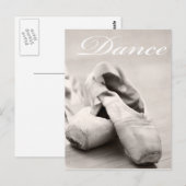 Sepia Ballet Slipper Pointe Shoes Dance Sjabloon Briefkaart (Voorkant / Achterkant)