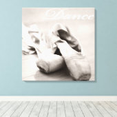 Sepia Ballet Slipper Pointe Shoes Dance Sjabloon Canvas Afdruk (Insitu (Houten vloer))