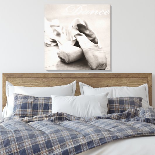 Sepia Ballet Slipper Pointe Shoes Dance Sjabloon Canvas Afdruk (Insitu (Slaapkamer))