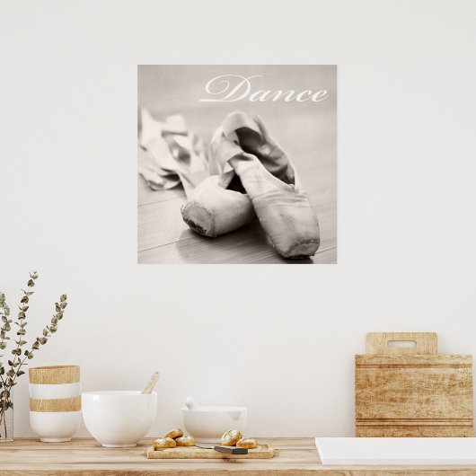 Sepia Ballet Slipper Pointe Shoes Dance Sjabloon Poster (Keuken)