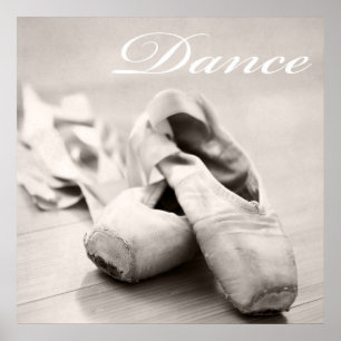 Sepia Ballet Slipper Pointe Shoes Dance Sjabloon Poster