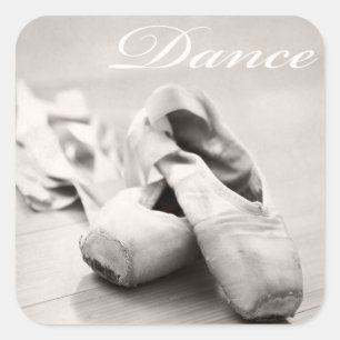 Sepia Ballet Slipper Pointe Shoes Dance Sjabloon Vierkante Sticker