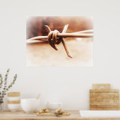 Sepia Barbwire sluit Fotografisch Poster (Keuken)