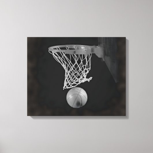 Sepia Basketbal Artwork Verpakt Canvas (Voorkant)