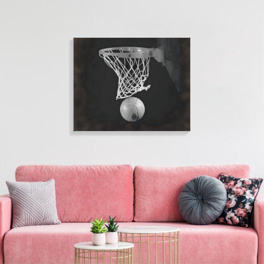 Sepia Basketbal Artwork Verpakt Canvas (Insitu (Woonkamer))