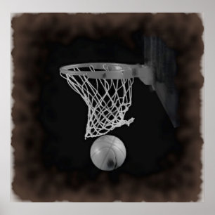 Sepia Basketbal Kunstwerk Poster
