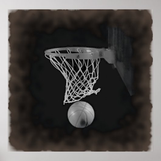 Sepia Basketbal Kunstwerk Poster (Voorkant)