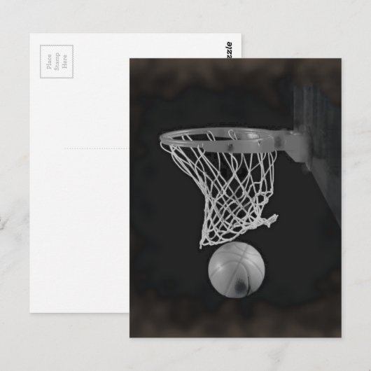 Sepia Basketball Briefkaart (Voorkant / Achterkant)