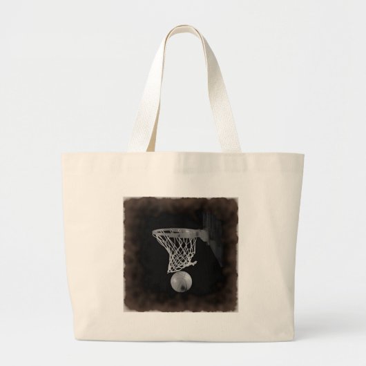 Sepia Basketball Grote Tote Bag (Voorkant)