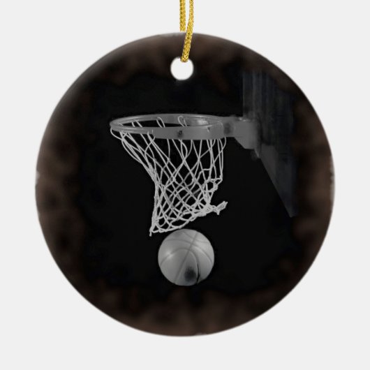 Sepia Basketball Keramisch Ornament (Voorkant)