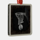 Sepia Basketball Metalen Ornament (Rechts)