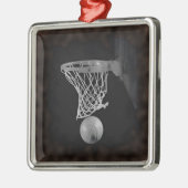 Sepia Basketball Metalen Ornament (Links)