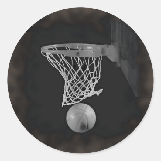Sepia Basketball Ronde Sticker (Voorkant)