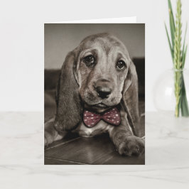 Sepia Basset Hound Puppy Gelukkige Valentijnsdag Feestdagen Kaart
