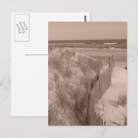 Sepia Beach Scene Briefkaart (Voorkant / Achterkant)