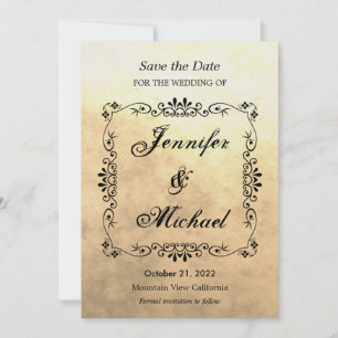  Sepia Bewaar de datum Bruiloft Klassiek Save The Date