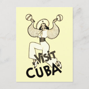 Sepia Bezoek Cuba Vintage Travel Advertentie Briefkaart