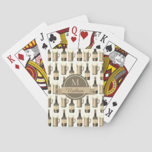 Sepia bierglazen en flessen gepersonaliseerd pokerkaarten