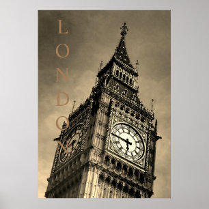 Sepia Big Ben Art-fotografie Poster