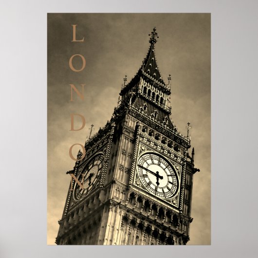  Sepia Big Ben Art-fotografie Poster (Voorkant)