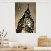  Sepia Big Ben Art-fotografie Poster (Keuken)