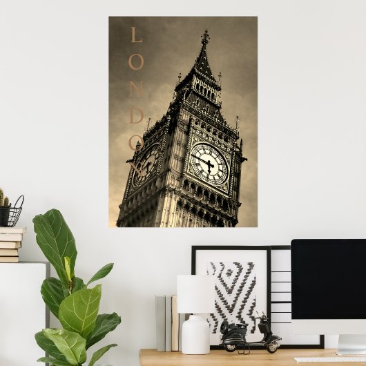  Sepia Big Ben Art-fotografie Poster (Thuiskantoor)