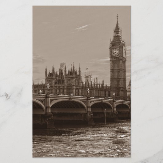 Sepia Big Ben Toren Palace of Westminster Briefpapier (Voorkant)