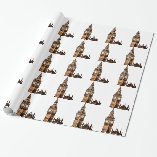 Sepia Big Ben Tower Cadeaupapier (Uitgerold)