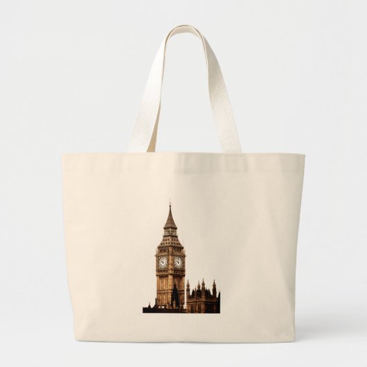 Sepia Big Ben Tower Grote Tote Bag (Voorkant)