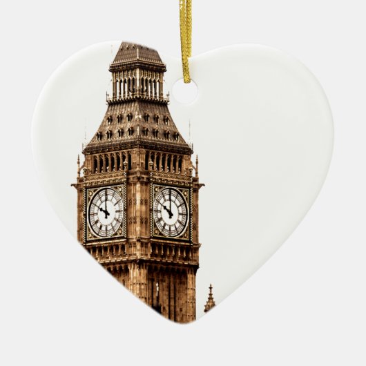 Sepia Big Ben Tower Keramisch Ornament (Voorkant)