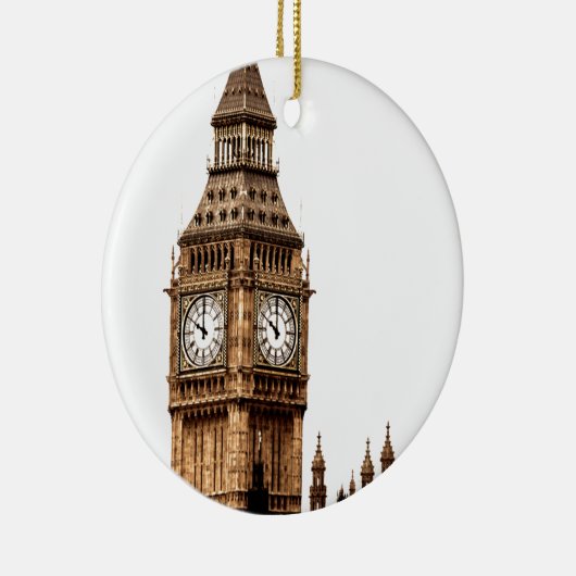 Sepia Big Ben Tower Keramisch Ornament (Rechts)