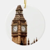 Sepia Big Ben Tower Keramisch Ornament (Voorkant)