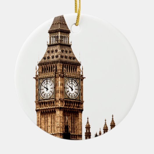 Sepia Big Ben Tower Keramisch Ornament (Voorkant)