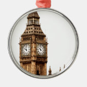 Sepia Big Ben Tower Metalen Ornament (Voorkant)