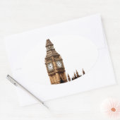 Sepia Big Ben Tower Ovale Sticker (Envelop)