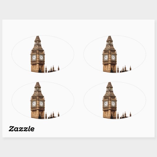 Sepia Big Ben Tower Ovale Sticker (Vel)