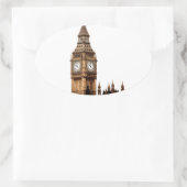 Sepia Big Ben Tower Ovale Sticker (Tas)
