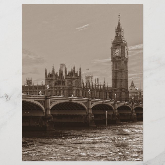 Sepia Big Ben Tower Palace van Westminster (Voorkant)