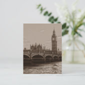 Sepia Big Ben Tower Palace van Westminster Briefkaart (Staand voorkant)