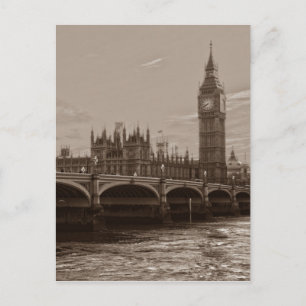 Sepia Big Ben Tower Palace van Westminster Briefkaart