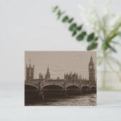 Sepia Big Ben Tower Palace van Westminster Briefkaart (Staand voorkant)